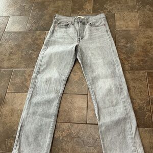 Levi's Women's Wedgie Straight Jeans in Light Gray-red tab